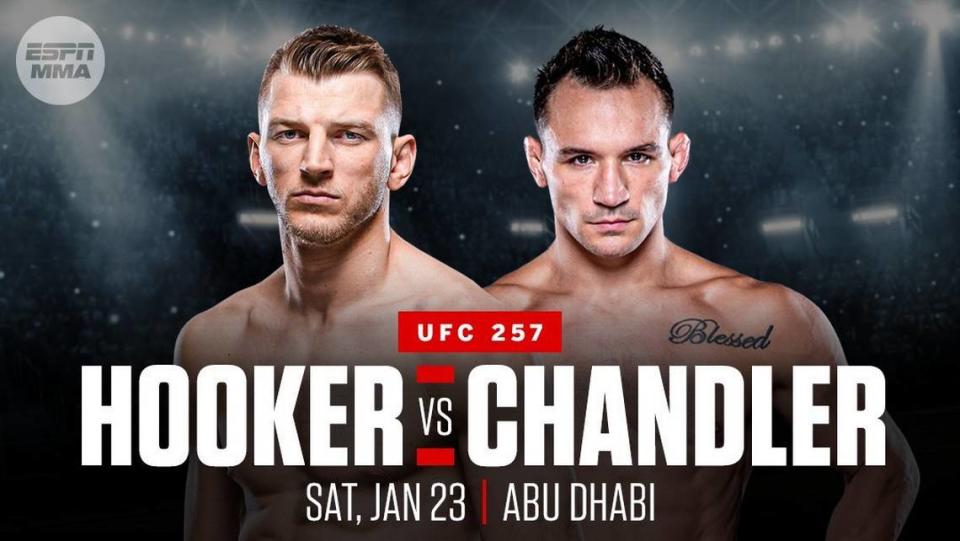 Michael Chandler of Sanford MMA in (South Florida) Deerfield Beach makes his UFC debut in the co-main event of UFC 257 against Dan Hooker on Saturday, Jan. 23 from UFC Fight Island in Abu Dhabi. 