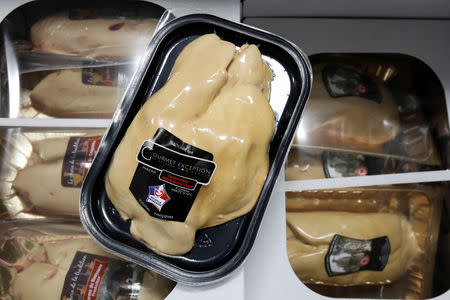 FILE PHOTO: Duck livers, named Foie Gras, are pictured at the poultry pavilion in the Rungis International wholesale food market as buyers prepare for the Christmas holiday season in Rungis, south of Paris, France, November 30, 2017. REUTERS/Benoit Tessier/File Photo