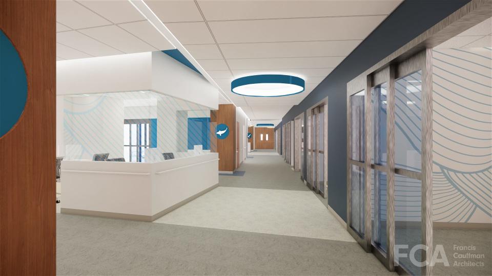 A architect's rendering of a hallway in the revamped emergency department of Community Medical Center in Toms River.