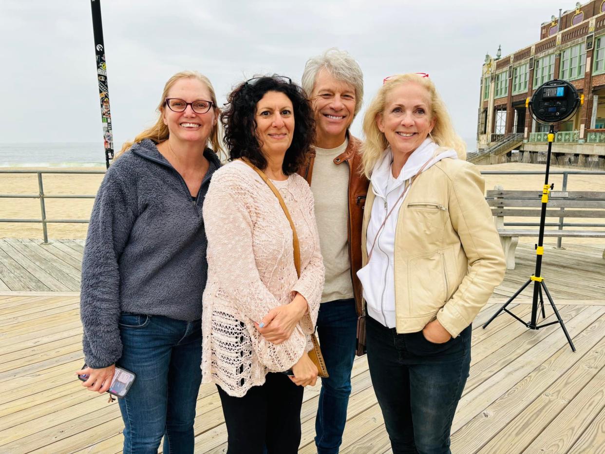 Jon Bon Jovi is shown with Valerie Powell (left to right), Meryl Hayton and Kristin O'Meara May 6 on the Asbury Park boardwalk.