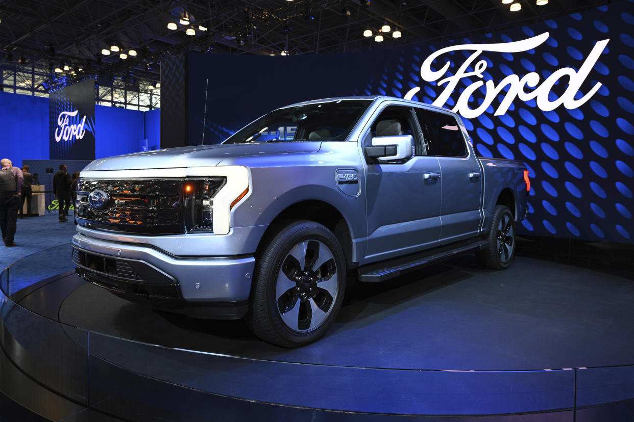 Photo by: NDZ/STAR MAX/IPx 2022 4/13/22 Ford F-150 Lightning during the 2022 New York International Auto Show (NYIAS) at the Javits Center on April 13, 2022 in New York.