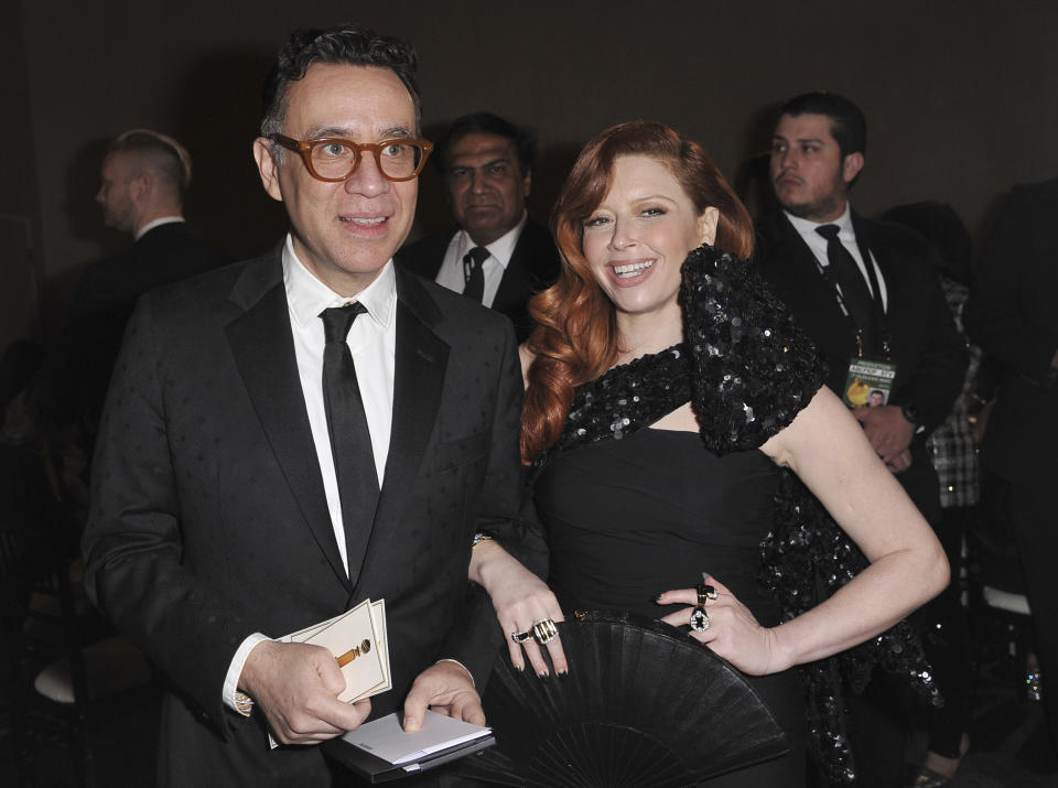 Fred Armisen, left, and Natasha Lyonne attend the 77th annual Golden Globe Awards at the Beverly Hilton Hotel on Sunday, Jan. 5, 2020, in Beverly Hills, Calif. (Richard Shotwell/Invision/AP)