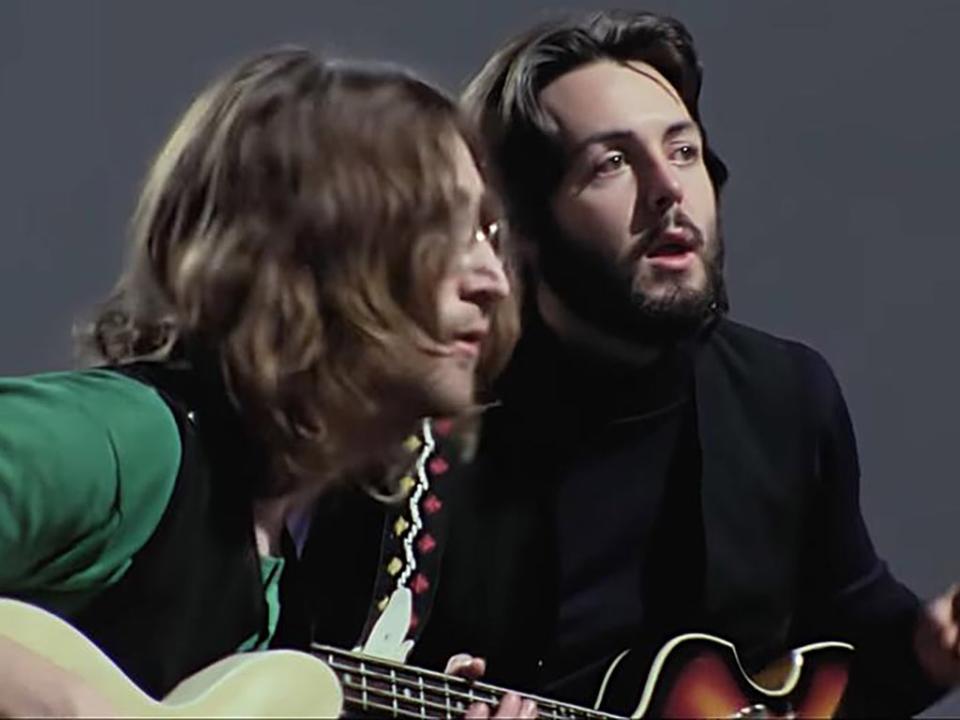 John Lennon and Paul McCartney in ‘The Beatles: Get Back’ (Disney)