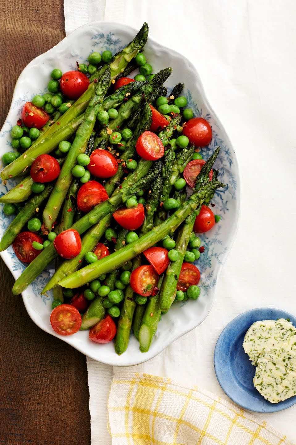 Asparagus, Peas, and Tomatoes with Herb Butter