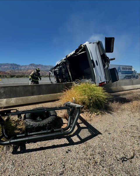 Officials with Hurricane Valley Fire & Rescue responded to a car crash on Tuesday afternoon that left one car in flames. Officials said there were two occupants, but both were able to get out of the car on their own and all patients at the scene refused transportation to the hospital. (Hurricane Valley Fire & Rescue)