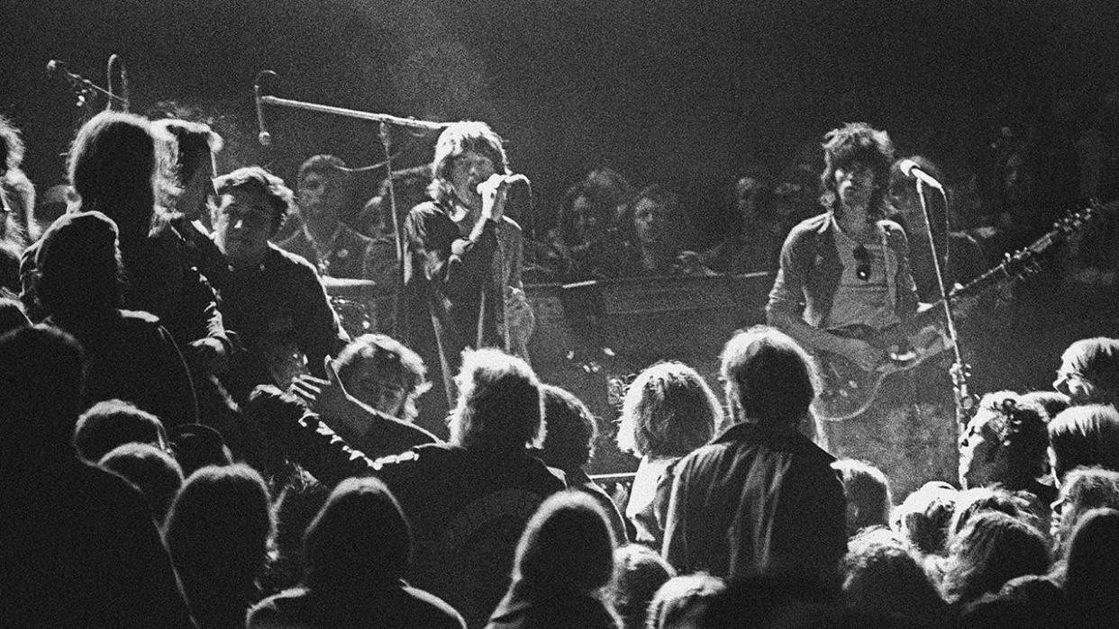 The Rolling Stones performing on stage