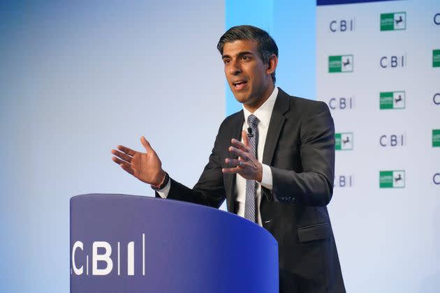 Chancellor Rishi Sunak speaking at the CBI annual dinner at the Brewery in London. (Photo: Jonathan Brady via PA Wire/PA Images)