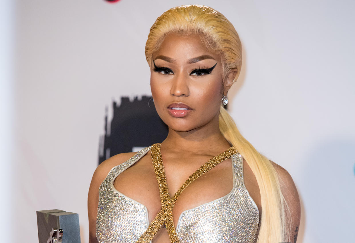 Nicki Minaj in the Press Room during the 2018 MTV Europe Music Awards at Bilbao Exhibition Centre in Bilbao, Spain. (Photo by DPPA/Sipa USA)