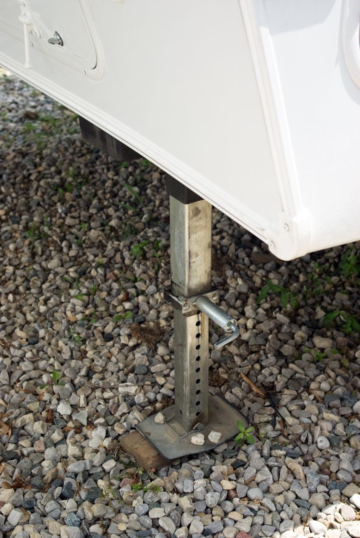 Levelling stand on a recreational vehicle.