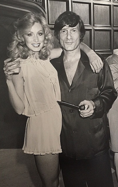 <p>Hefner is pictured at the height of his fame with Marcy Hanson in 1977. <em>[Photo: Instagram]</em> </p>