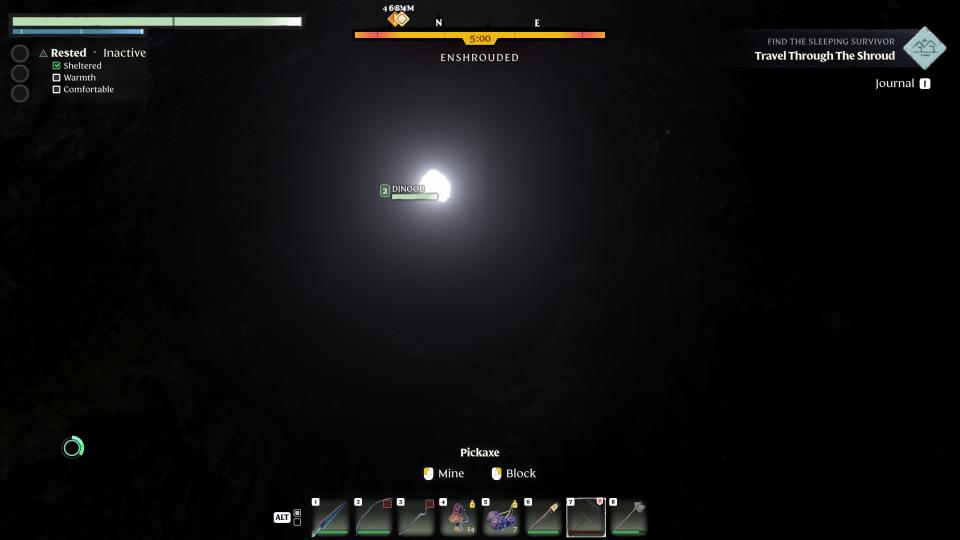 Enshrouded screenshot - a big dumb hole from below