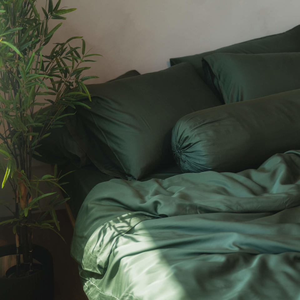 The Pine Green colour is available in Bamboo Sateen fabric. (PHOTO: Sunday Bedding)