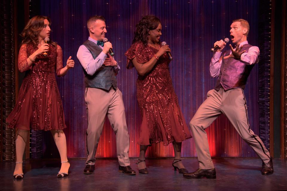 From left, Jacquelyne Paige, Joey Panek, Jannie Jones and Brandon Wardell star in the Florida Studio Theatre cabaret production of “Up on the Roof.”