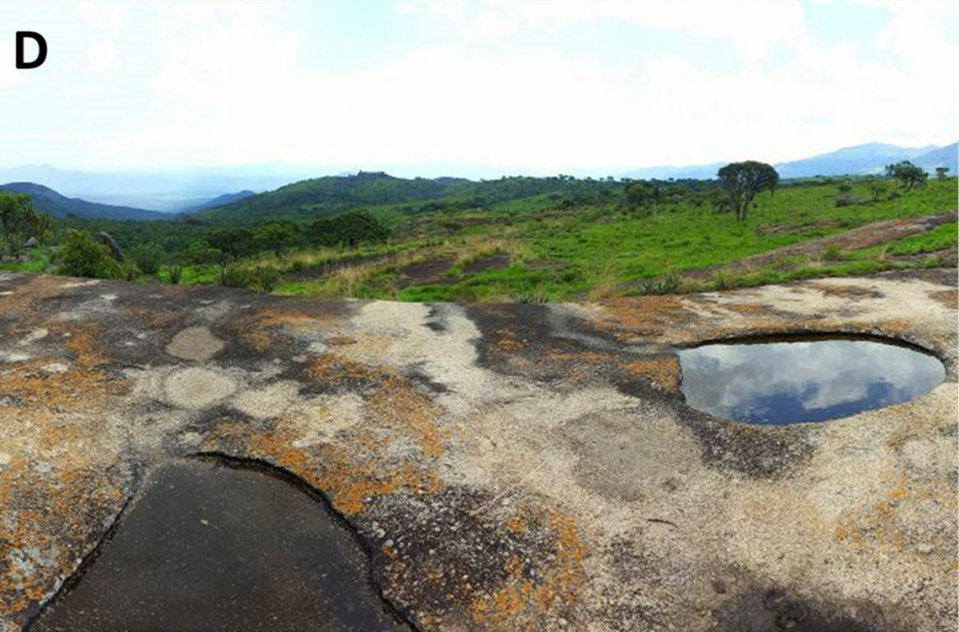 A photo shows the rocky pools where researchers found Namba pygmy toads breeding. Photo from W.R. Branch