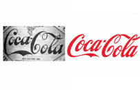 <b>Coca-Cola</b><br><br>Lo que que iba a ser en principio un medicamento estrenó su primer diseño en 1887. Poco a poco, fue cambiando a lo largo de los años hasta que el color rojo entró en escena. El último diseño es del 2007 (Wikimedia Commons)