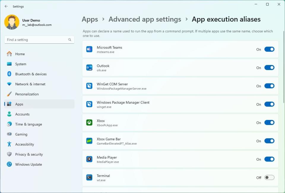 App execution aliases