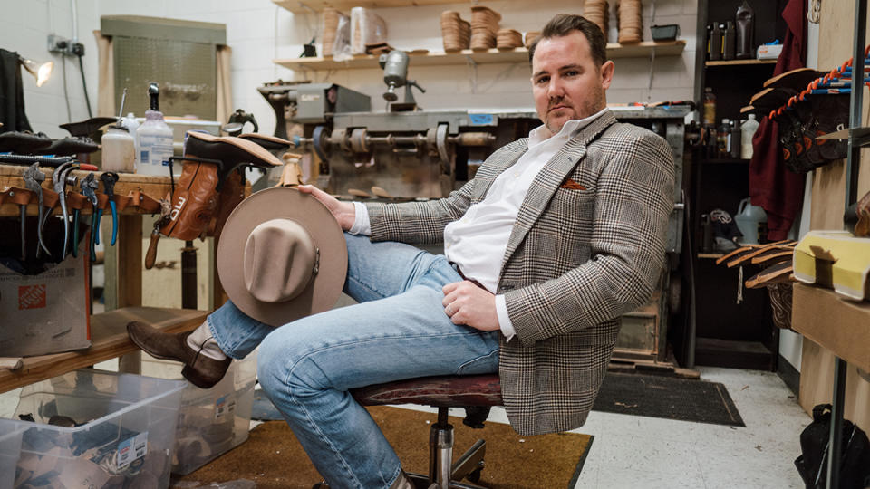 Zephan Parker, founder of the Parker Boot Company, at his factory in Houston, Texas.