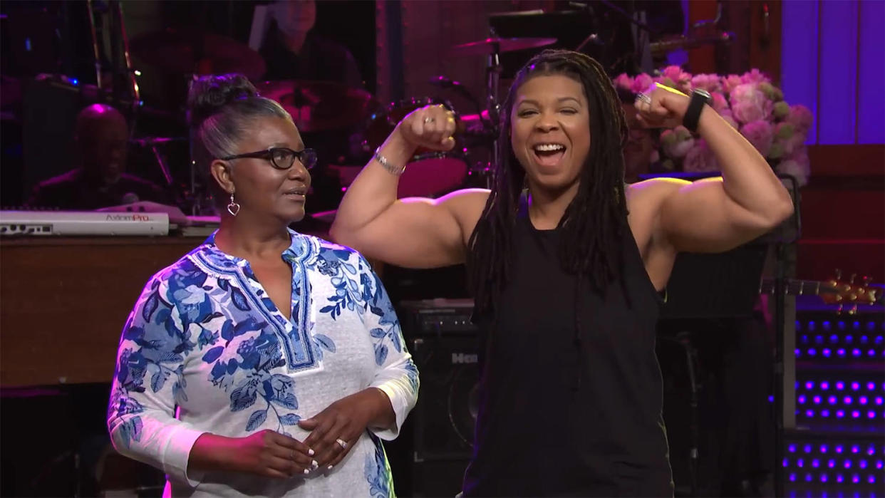 Punkie Johnson and her mom exchanged compliments during their segment. (Saturday Night Live / YouTube)