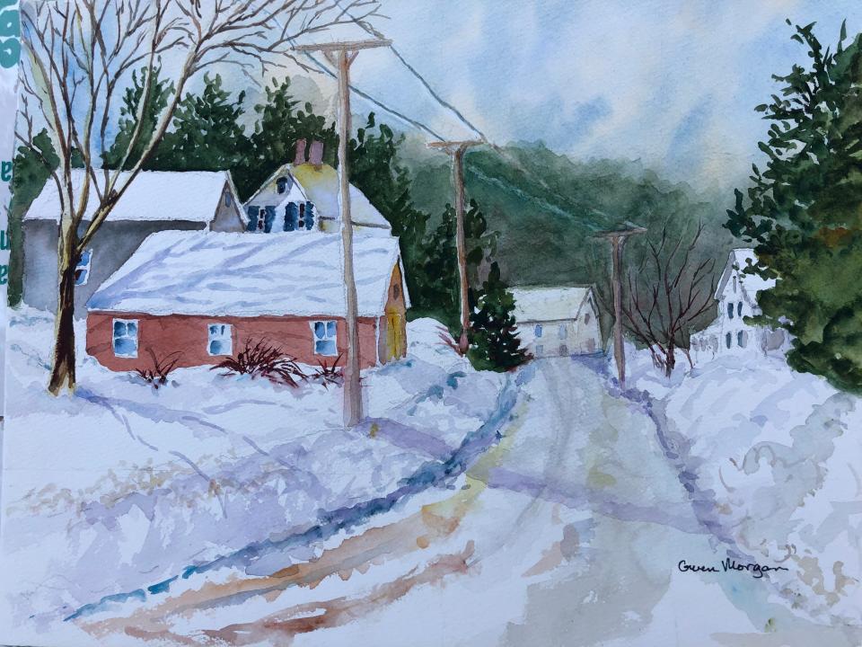 “Winter in New Castle” a watercolor by Gwen Morgan