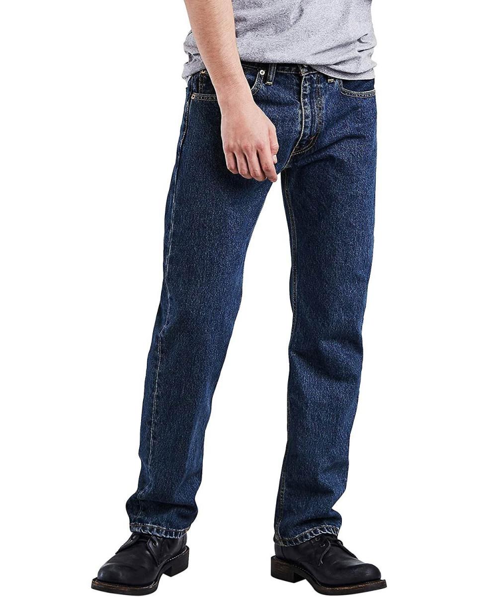 <p><strong>Levi's</strong></p><p>amazon.com</p><p><strong>$39.99</strong></p><p><a href="https://www.amazon.com/dp/B0018OKNFY?tag=syn-yahoo-20&ascsubtag=%5Bartid%7C10054.g.34073873%5Bsrc%7Cyahoo-us" rel="nofollow noopener" target="_blank" data-ylk="slk:Shop Now;elm:context_link;itc:0;sec:content-canvas" class="link ">Shop Now</a></p><p>Behold, the #1 best-selling pair of men's jeans on Amazon. The 505 sits at the waist and offer just enough leg room to feel comfortable without being too baggy. It's available in 35 washes, though materials vary slightly between different washes. </p>