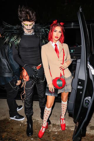 <p>Rachpoot/Bauer-Griffin/GC Images</p> Machine Gun Kelly and Megan Fox spotted arriving to Vas Morgan and Michael Braun's Halloween Party