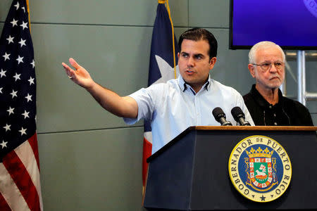 Governor of Puerto Rico Ricardo Rossello speaks during a news conference days after Hurricane Maria hit Puerto Rico, in San Juan, Puerto Rico September 30, 2017. REUTERS/Carlos Barria
