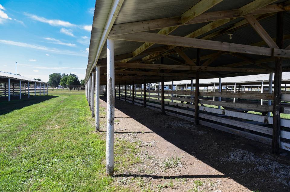 The 4-H livestock show pens stand at the W.H. Lyons Fairgrounds on Thursday, July 28, 2022, in Sioux Falls.