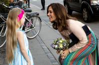 <p>It’s not often we see royals stepping out in bright printed colours such as this skirt – but we love it. Source: Getty </p>