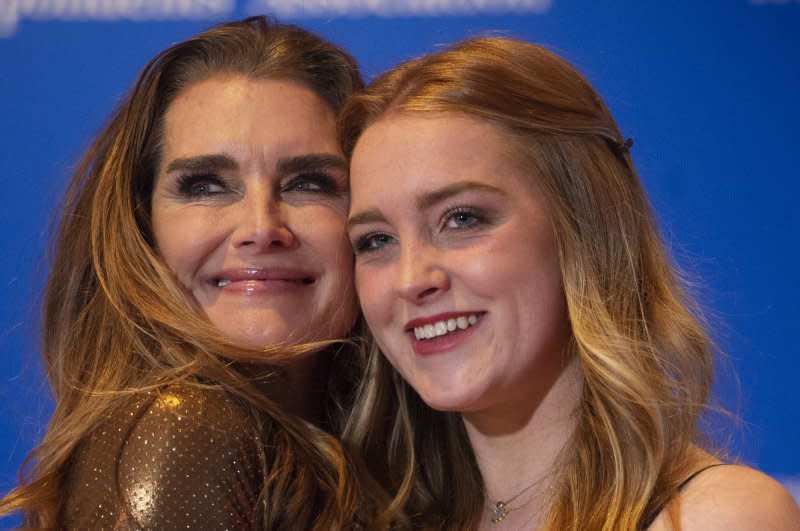 Brooke Shields (L), seen with daughter Rowan, said she could relate to the title character in "Mother of the Bride." File Photo by Bonnie Cash/UPI