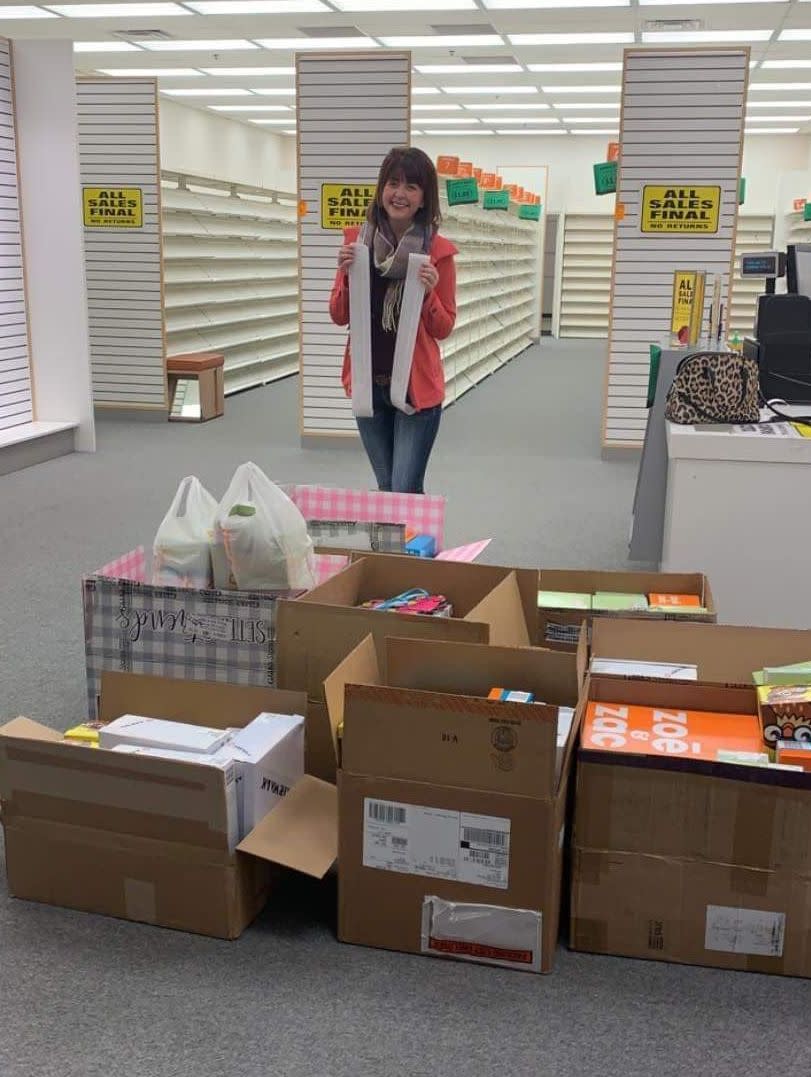 Addy Tritt purchased 204 pairs of shoes at Payless to donate to victims of the floods in Nebraska. (Photo: Addy Tritt)