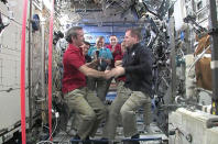 On March 3, Canadian astronaut Chris Hadfield (left) took command of the International Space Station from NASA astronaut and out-going station commander Kevin Ford. This made Hadfield the first Canadian astronaut to ever become space station commander.