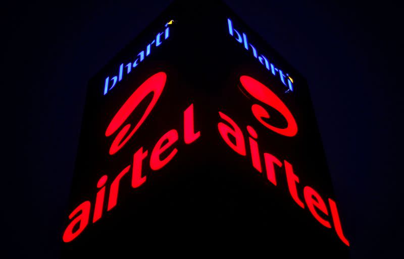 A Bharti Airtel office building is pictured in Gurugram