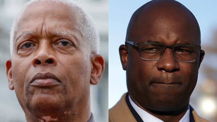 The Restoring Artistic Protection Act, introduced by two Black Democratic congressmen, Hank Johnson of Georgia (left) and Jamaal Bowman of New York (right), seeks to protest artists from having their lyrics used against them in civil and criminal proceedings. (Photos: Jemal Countess/Getty Images and Alex Wong/Getty Images)