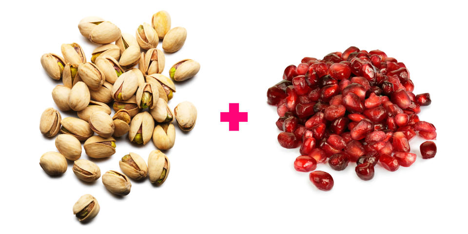 Pomegranate Seeds and Pistachios