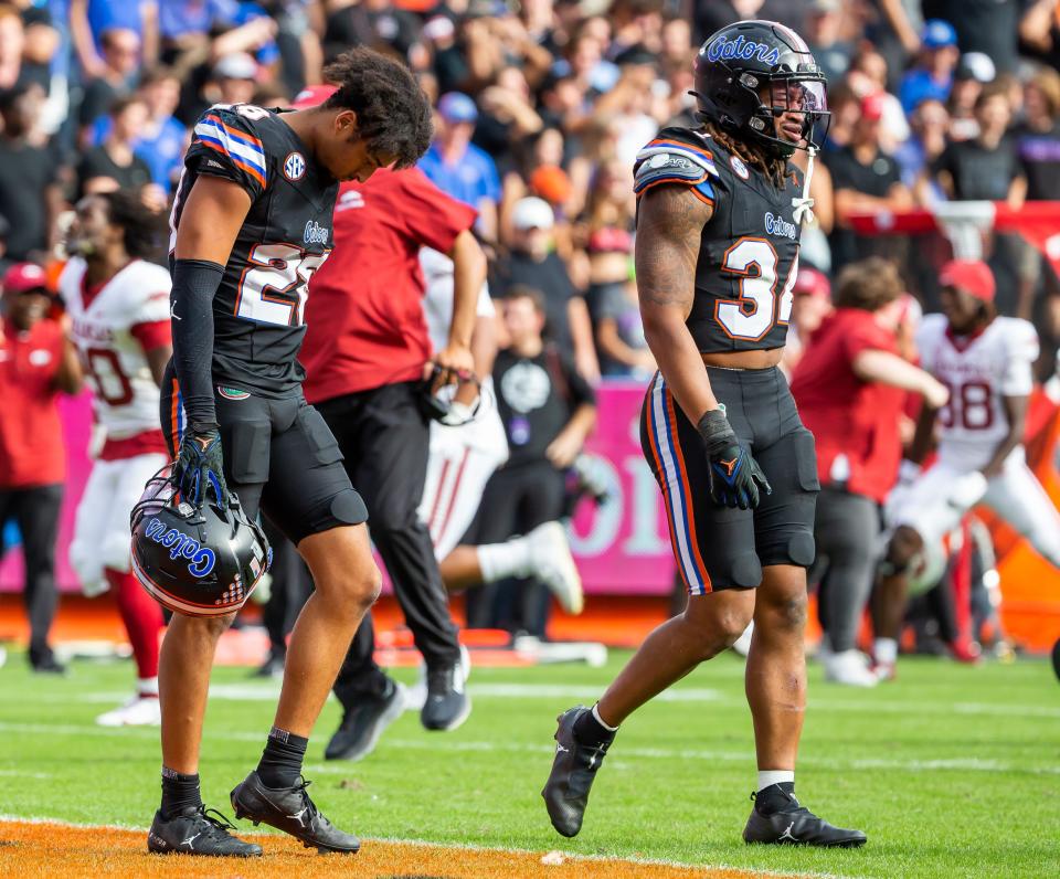 Florida Gators cornerback Devin Moore (28) hangs his head in defeat in Gainesville, Fla., on Nov. 4.