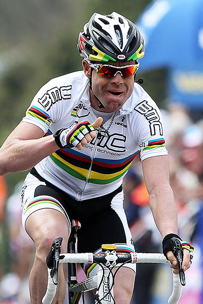 Evans celebrated his world championship year with a stellar season, winning La Fleche Wallonne and wearing the leader's jersey in both the Giro and Le Tour.