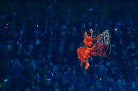 Barbadian singer Rihanna performs during the closing ceremony of the London 2012 Paralympic Games at the Olympic Stadium in east London on September 9, 2012. AFP PHOTO / BEN STANSALL (Photo credit should read BEN STANSALL/AFP/GettyImages