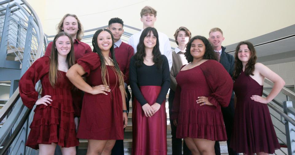 The Oak Ridge High School Homecoming Court. Top row: Joshua Luttrell, from left, James Crowley, Grayson Strader, Liam Spence, and Kaleb Sluss; bottom row, Riley Gelb, Maryssa Mixon, Kannon Green, Jaylin Senk, and Neveah Clark.