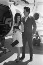 <p>The King married Priscilla in Las Vegas, then jetted off to Palm Springs for their honeymoon. <a href="https://www.vogue.com/article/wedding-elvis-presley-priscilla-presley" rel="nofollow noopener" target="_blank" data-ylk="slk:Frank Sinatra actually loaned his private plane" class="link ">Frank Sinatra actually loaned his private plane</a> to the couple during their wedding weekend. </p>