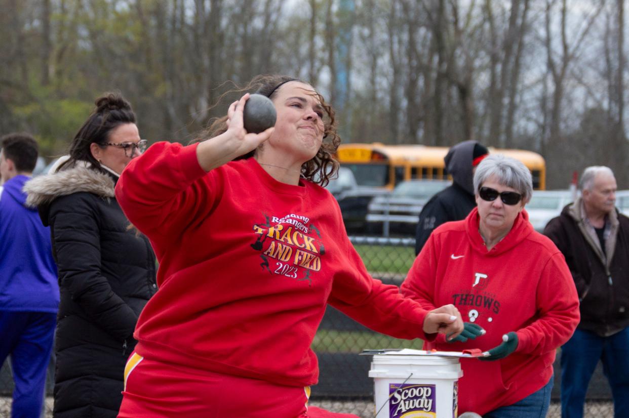 Reading junior Abigail Affholter is the No. 1 shot put thrower in the second Area Best Rankings.