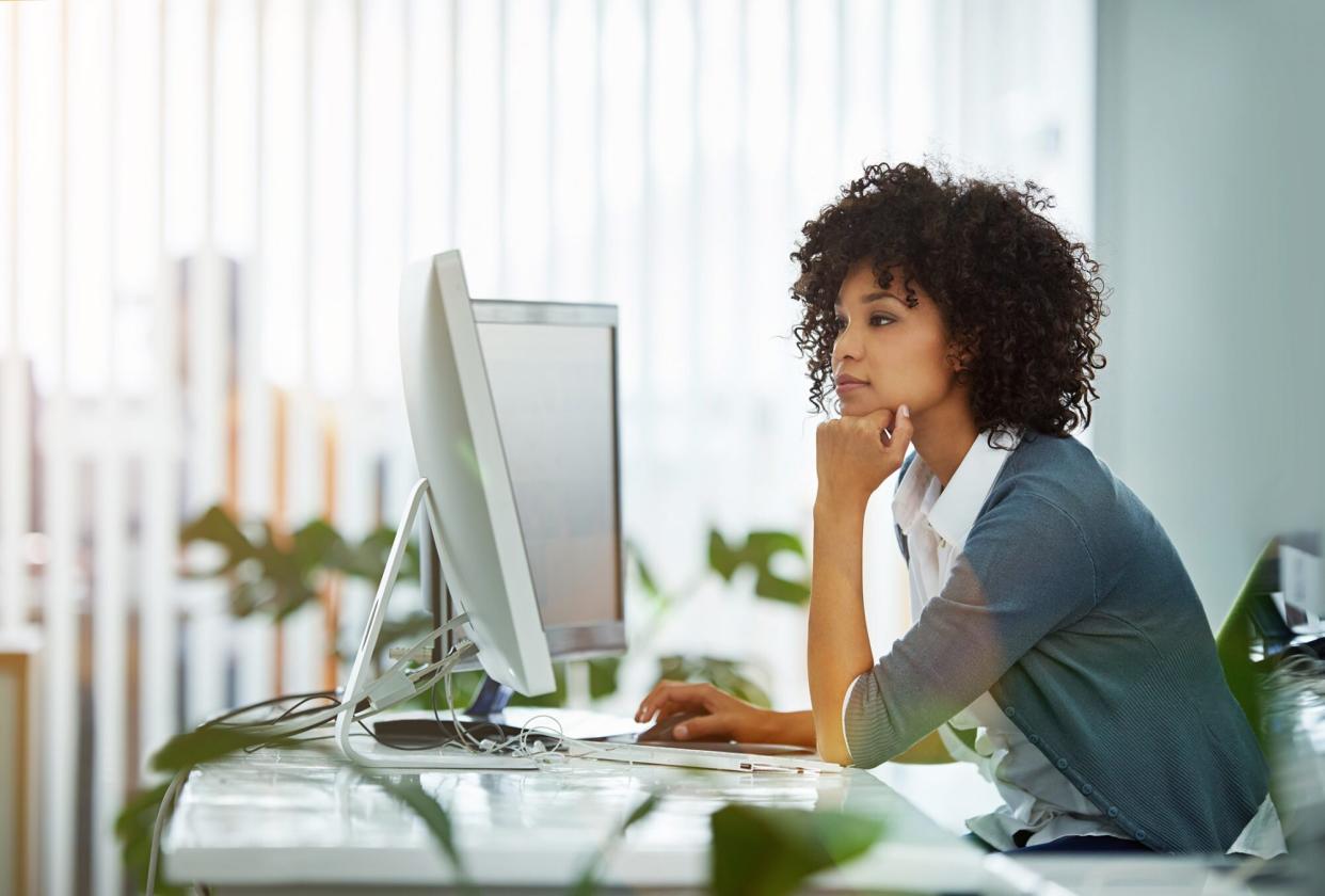 woman working on computer