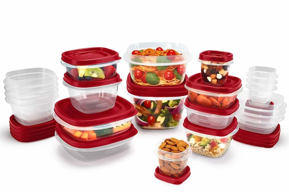 Rubbermaid Easy Find BPA Free Plastic Food Storage Containers have vented lids for easy microwave use. (Photo: Amazon)