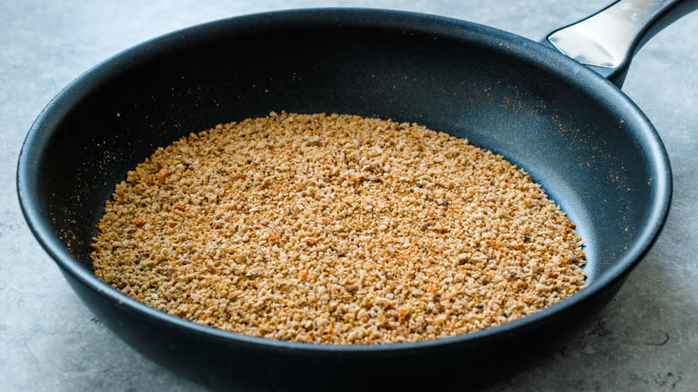 bread crumbs toasting in pan