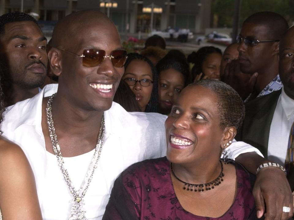 Tyrese Gibson and his mother Priscilla at the ‘Baby Boy’ premiere in 2001 (Getty Images)