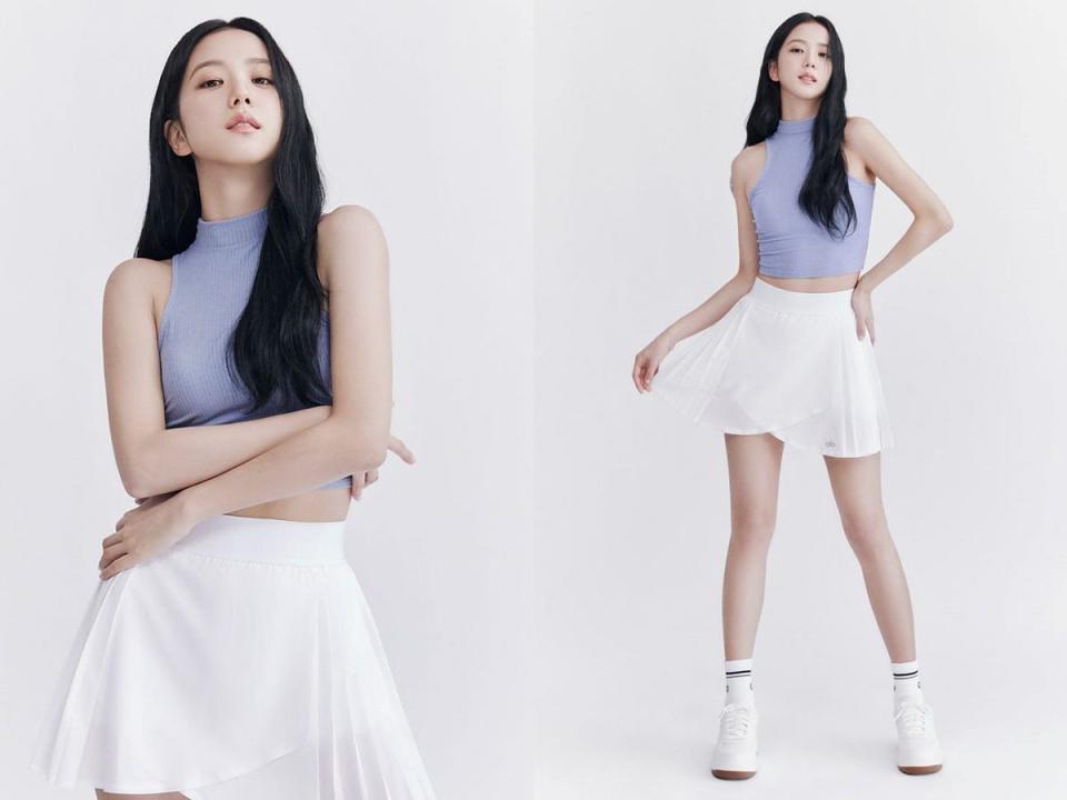 RIBBED SEA COAST CROPPED TURTLENECK TANK NT$‌1,800＼ACES TENNIS SKIRT NT$‌2,800  圖片來源：Alo Yoga