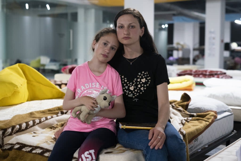 Ukrainian refugee Elena Boyko, 30, and her daughter Viktoria Boyko, (Kirsty O’Connor/PA) (PA Wire)