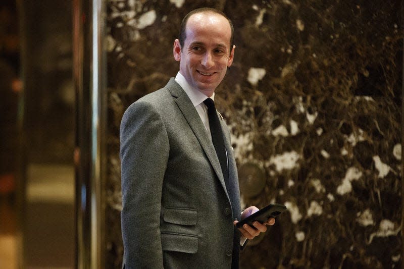 Stephen Miller, policy adviser to President Donald Trump, arrives at Trump Tower in New York last month. AP Photo/EVAN VUCCI