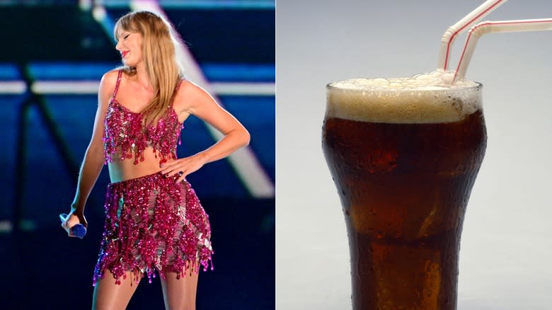 Taylor Swift performing and Diet Coke