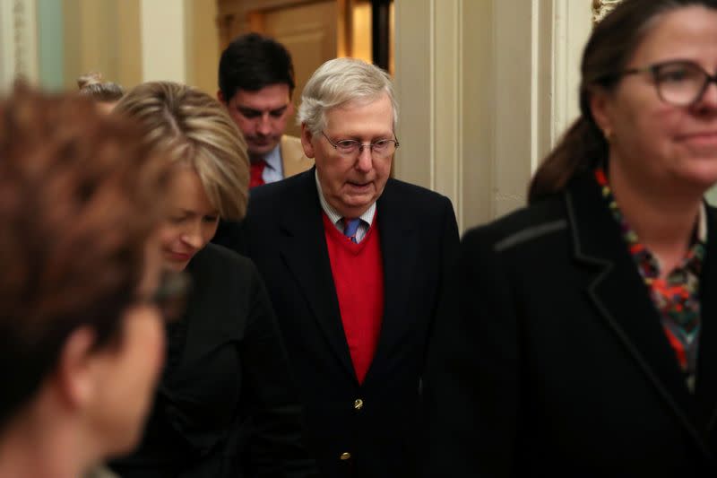 U.S. Senate Majority Leader McConnell arrives at the U.S. Capitol in Washington