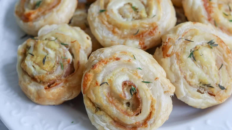 Cream cheese pinwheels on plate